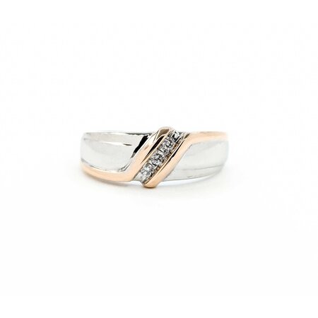 Ring 3 Stone Channel Set .12ctw Round Diamonds 14ktt sz10 224090452