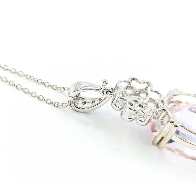 Pendant .08ctw Round Diamonds 18.38ct Morganite 14kw 16" 222100119