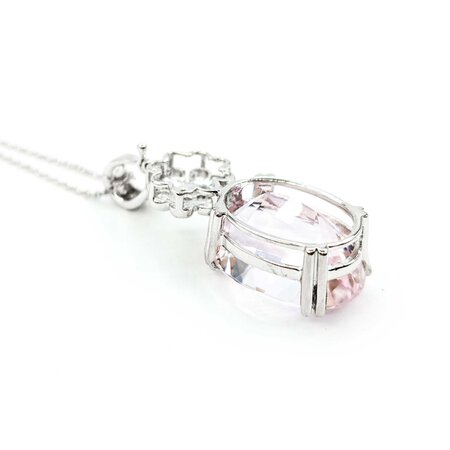 Pendant .08ctw Round Diamonds 18.38ct Morganite 14kw 16" 222100119