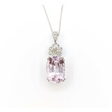  Pendant .08ctw Round Diamonds 18.38ct Morganite 14kw 16" 222100119