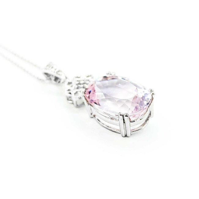Pendant .08ctw Round Diamonds 18.38ct Morganite 14kw 16" 222100119
