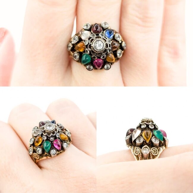 Ring Bohemian Multi Gem 17ky Sz8.5 222090031