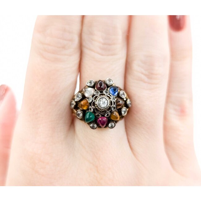 Ring Bohemian Multi Gem 17ky Sz8.5 222090031