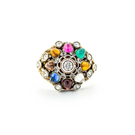 Ring Bohemian Multi Gem 17ky Sz8.5 222090031