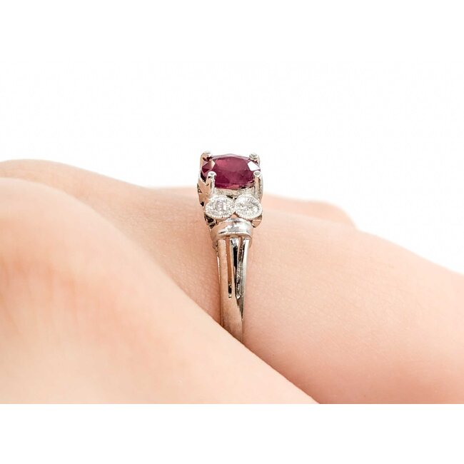 Ring Milgrain .10ctw Diamonds .58ct Ruby 850pt sz6.25 124020177