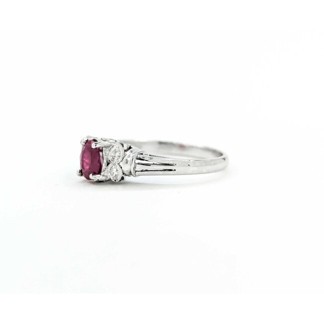 Ring Milgrain .10ctw Diamonds .58ct Ruby 850pt sz6.25 124020177
