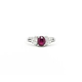  Ring Milgrain .10ctw Diamonds .58ct Ruby 850pt sz6.25 124020177