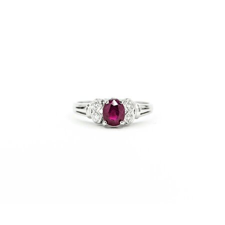Ring Milgrain .10ctw Diamonds .58ct Ruby 850pt sz6.25 124020177