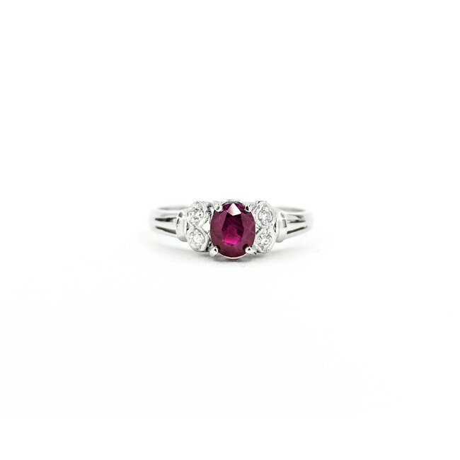 Ring Milgrain .10ctw Diamonds .58ct Ruby 850pt sz6.25 124020177