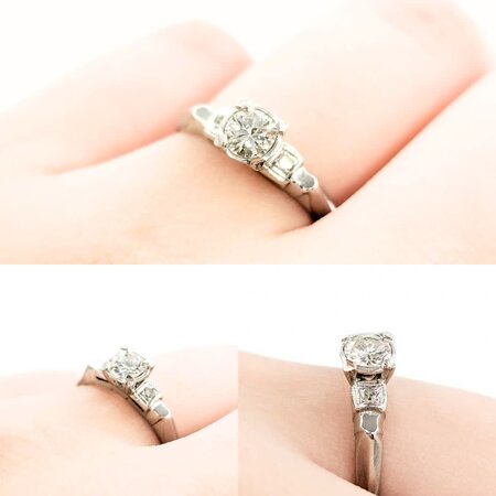 Ring Mid-Century .50ct Transitional Dia  .04ctw Single Cut Dias 900pt sz5.75 124020182