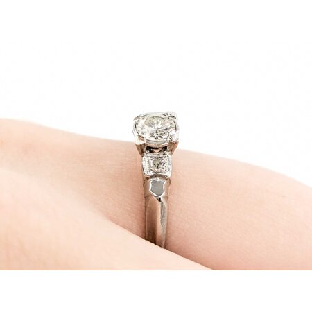 Ring Mid-Century .50ct Transitional Dia  .04ctw Single Cut Dias 900pt sz5.75 124020182