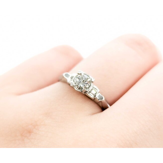 Ring Mid-Century .50ct Transitional Dia  .04ctw Single Cut Dias 900pt sz5.75 124020182