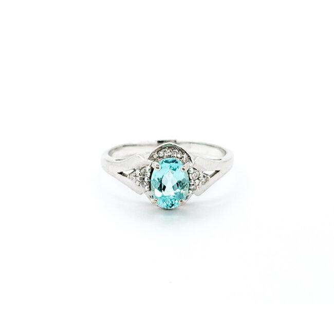 Ring .10ctw Round Diamonds .92ct GIA Paraiba Tourmaline 18kw sz7 224060193