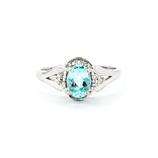 Ring .10ctw Round Diamonds .92ct GIA Paraiba Tourmaline 18kw sz7 224060193