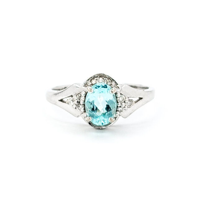 Ring .10ctw Round Diamonds .92ct GIA Paraiba Tourmaline 18kw sz7 224060193