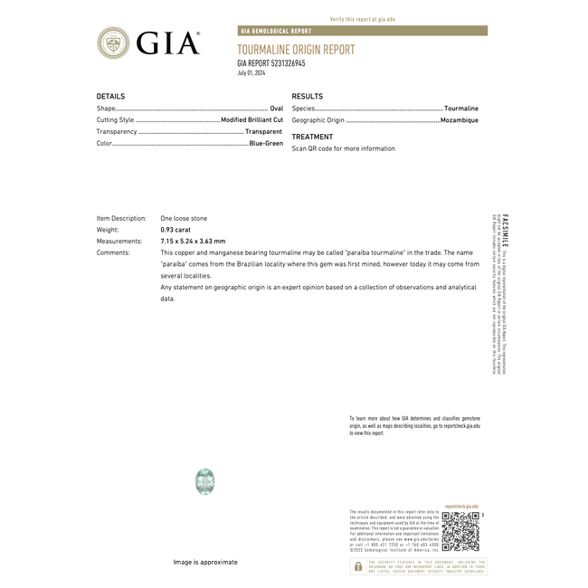 Ring .10ctw Round Diamonds .92ct GIA Paraiba Tourmaline 18kw sz7 224060193