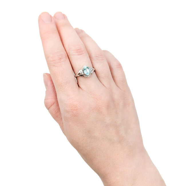 Ring .10ctw Round Diamonds .92ct GIA Paraiba Tourmaline 18kw sz7 224060193