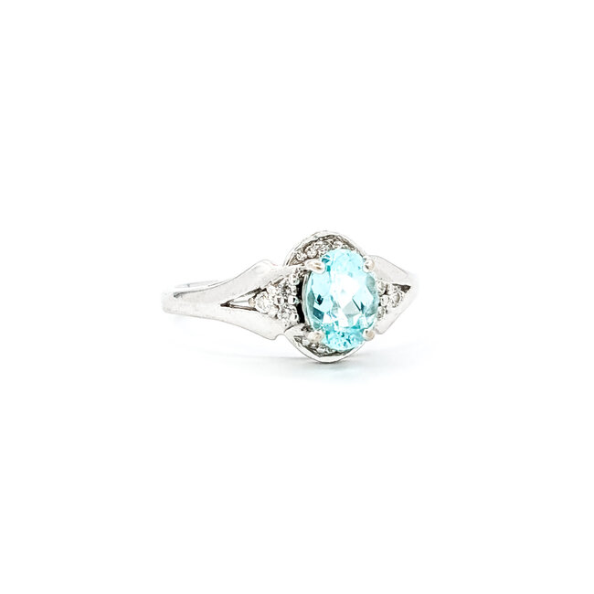 Ring .10ctw Round Diamonds .92ct GIA Paraiba Tourmaline 18kw sz7 224060193