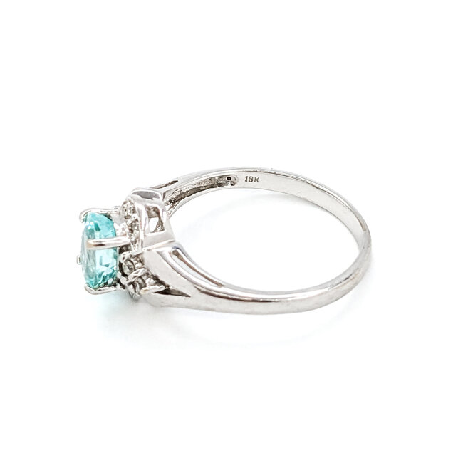 Ring .10ctw Round Diamonds .92ct GIA Paraiba Tourmaline 18kw sz7 224060193