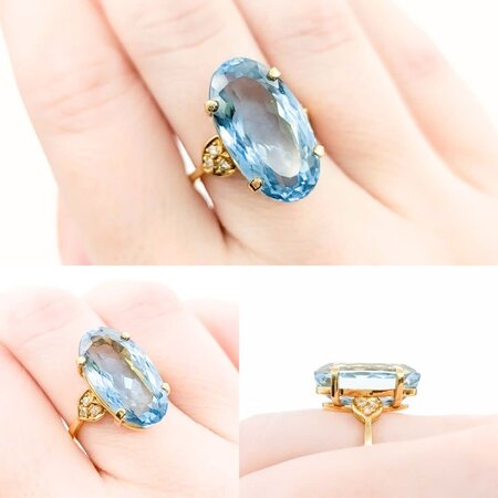 Ring .06ctw Round Diamonds 17.51ct Topaz 18ky sz7 224090155