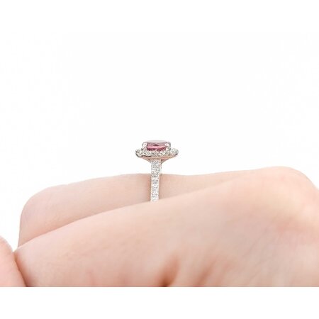 Ring .42ctw Round Diamonds .82ct Pink Tourmaline 14kw sz7 9mm 124060222