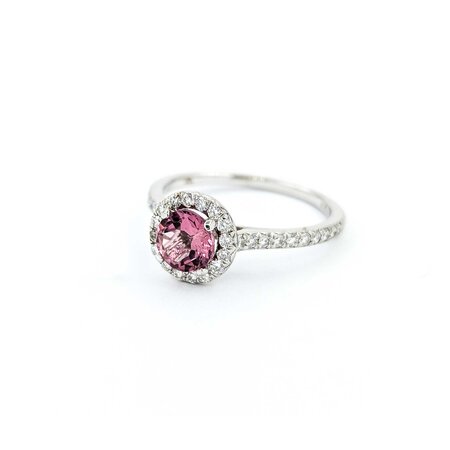 Ring .42ctw Round Diamonds .82ct Pink Tourmaline 14kw sz7 9mm 124060222
