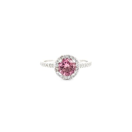 Ring .42ctw Round Diamonds .82ct Pink Tourmaline 14kw sz7 9mm 124060222