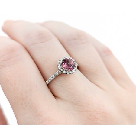 Ring .42ctw Round Diamonds .82ct Pink Tourmaline 14kw sz7 9mm 124060222