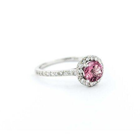 Ring .42ctw Round Diamonds .82ct Pink Tourmaline 14kw sz7 9mm 124060222