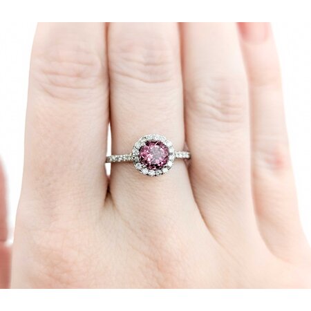 Ring .42ctw Round Diamonds .82ct Pink Tourmaline 14kw sz7 9mm 124060222