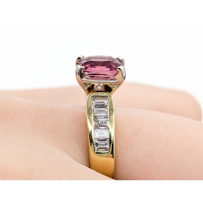 Ring .70ctw Baguette Diamonds 1.41ct Pink Tourmaline 14ky sz6.5 5.2mm 124060203