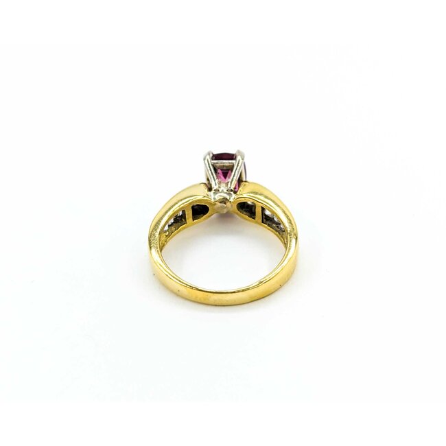Ring .70ctw Baguette Diamonds 1.41ct Pink Tourmaline 14ky sz6.5 5.2mm 124060203
