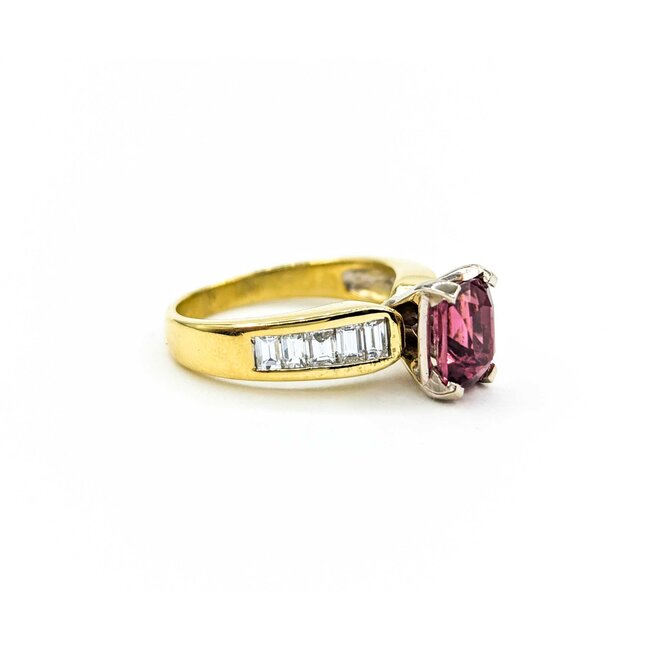 Ring .70ctw Baguette Diamonds 1.41ct Pink Tourmaline 14ky sz6.5 5.2mm 124060203