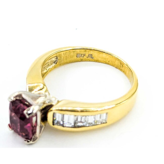 Ring .70ctw Baguette Diamonds 1.41ct Pink Tourmaline 14ky sz6.5 5.2mm 124060203