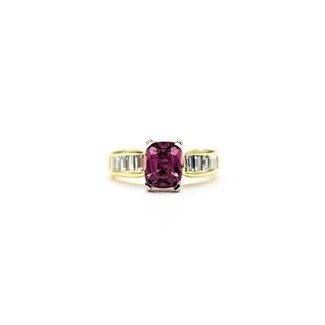 Ring .70ctw Baguette Diamonds 1.41ct Pink Tourmaline 14ky sz6.5 5.2mm 124060203