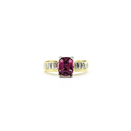 Ring .70ctw Baguette Diamonds 1.41ct Pink Tourmaline 14ky sz6.5 5.2mm 124060203