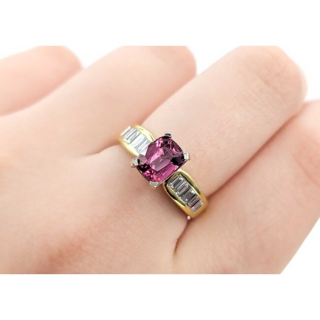 Ring .70ctw Baguette Diamonds 1.41ct Pink Tourmaline 14ky sz6.5 5.2mm 124060203