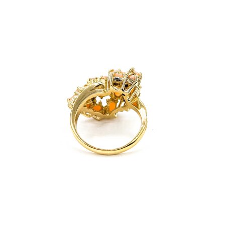 Ring (15)5x3mm Oval Coral .15ctw Quartz 14ky sz8.25 224090156