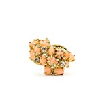  Ring (15)5x3mm Oval Coral .15ctw Quartz 14ky sz8.25 224090156