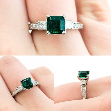 Ring .50ctw Diamonds .97ct Emerald 14kw Sz5.75 123040002