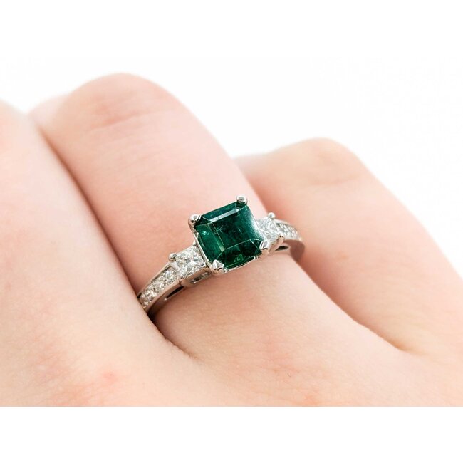 Ring .50ctw Diamonds .97ct Emerald 14kw Sz5.75 123040002