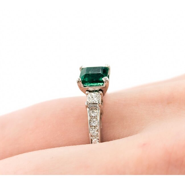 Ring .50ctw Diamonds .97ct Emerald 14kw Sz5.75 123040002