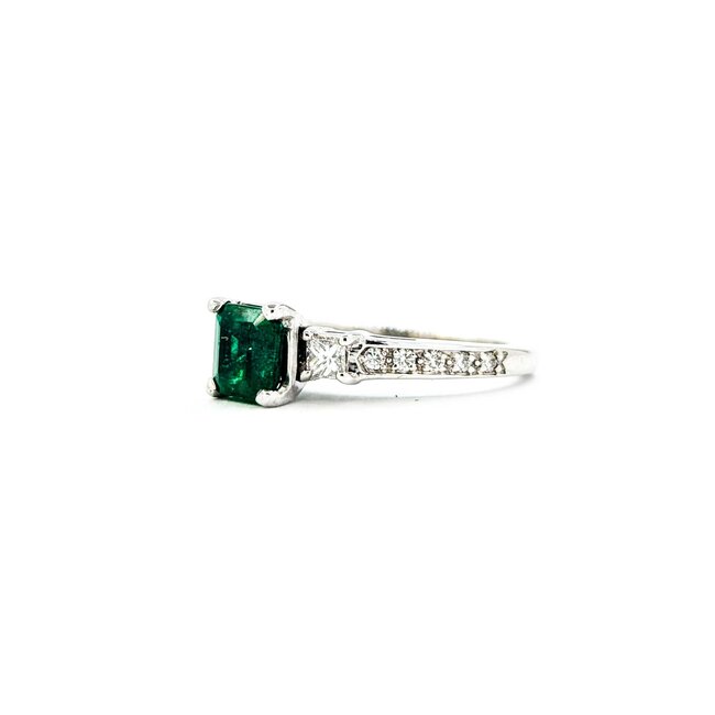 Ring .50ctw Diamonds .97ct Emerald 14kw Sz5.75 123040002