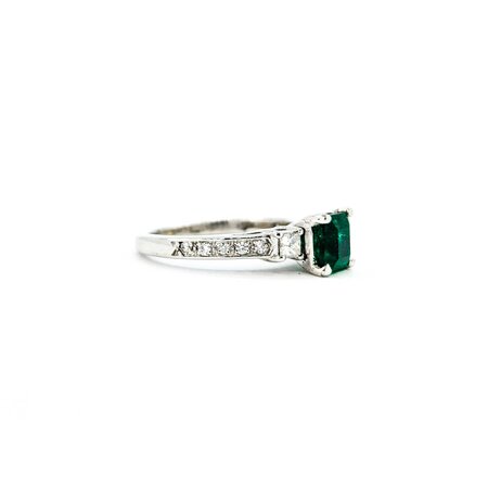 Ring .50ctw Diamonds .97ct Emerald 14kw Sz5.75 123040002
