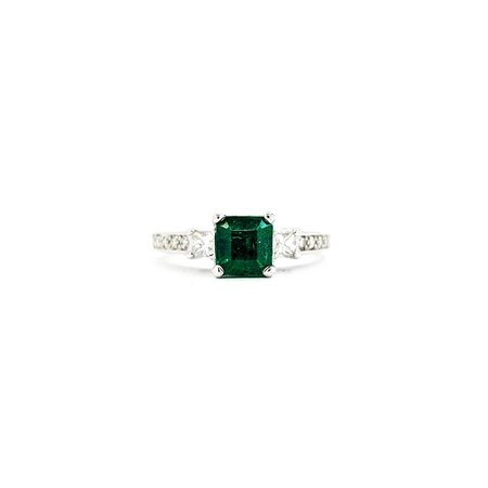 Ring .50ctw Diamonds .97ct Emerald 14kw Sz5.75 123040002
