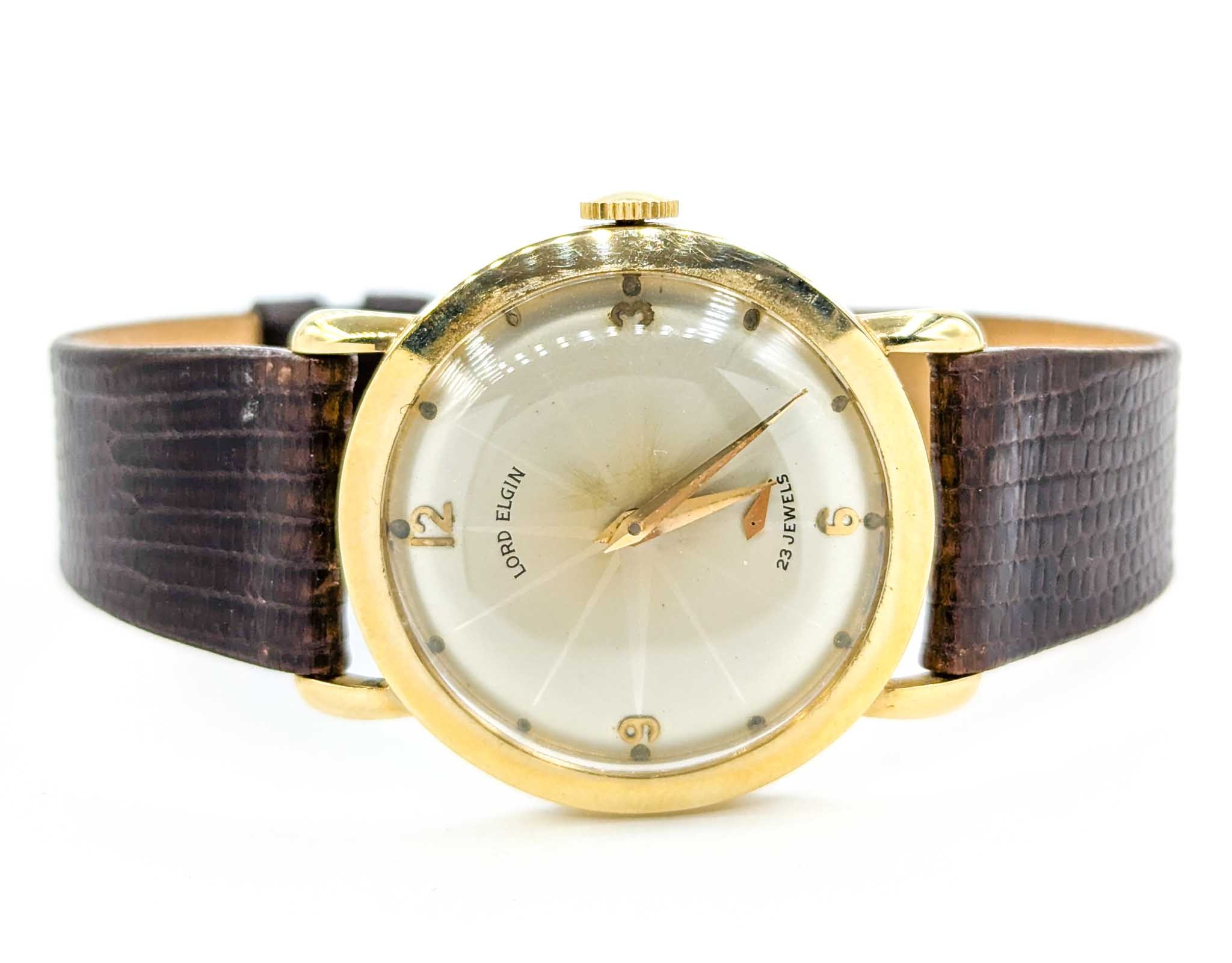 Watch Elgin Lord Elgin 23 Jewel 32mm 14k Yellow Gold Leather 124106005