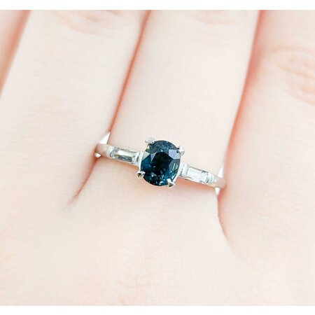 Ring Vintage .18ctw Straight Baguette Diamonds 1.18ct Sapphire 900pt sz8 124020180