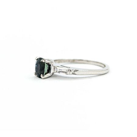 Ring Vintage .18ctw Straight Baguette Diamonds 1.18ct Sapphire 900pt sz8 124020180