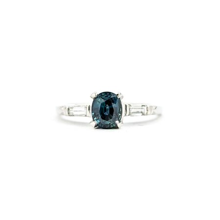 Ring Vintage .18ctw Straight Baguette Diamonds 1.18ct Sapphire 900pt sz8 124020180
