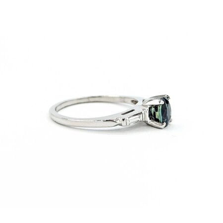 Ring Vintage .18ctw Straight Baguette Diamonds 1.18ct Sapphire 900pt sz8 124020180